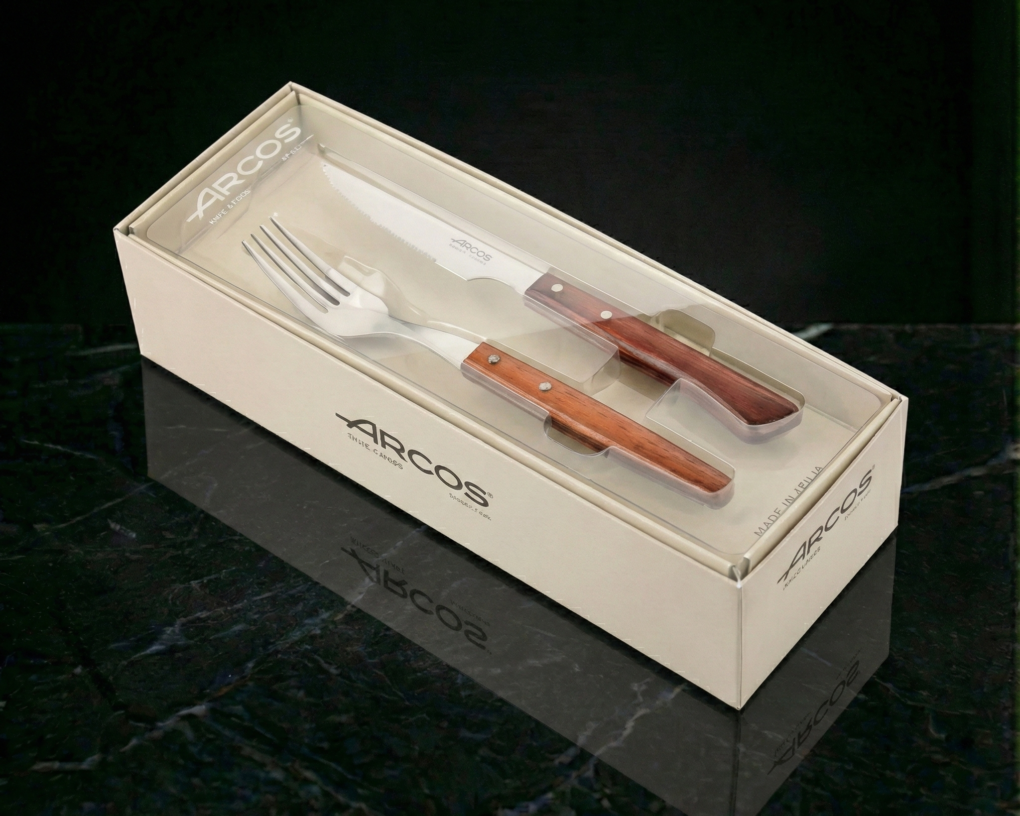 Set 12 piezas cuchillos+tenedor madera "Haya" ARCOS